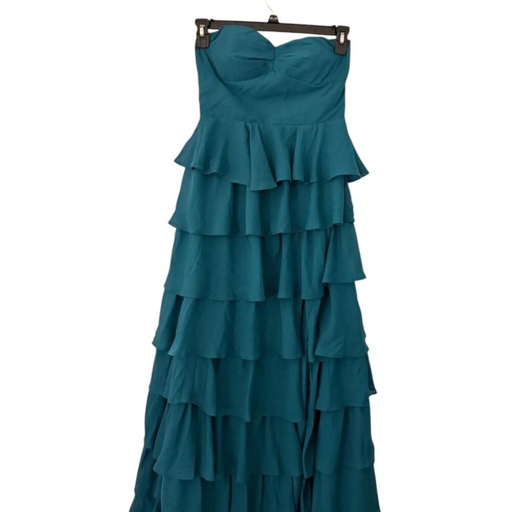 Formal Dress NWT Teal Strapless Tiered Ruffle Maxi Gown — Y2K Retro Trendy Prom